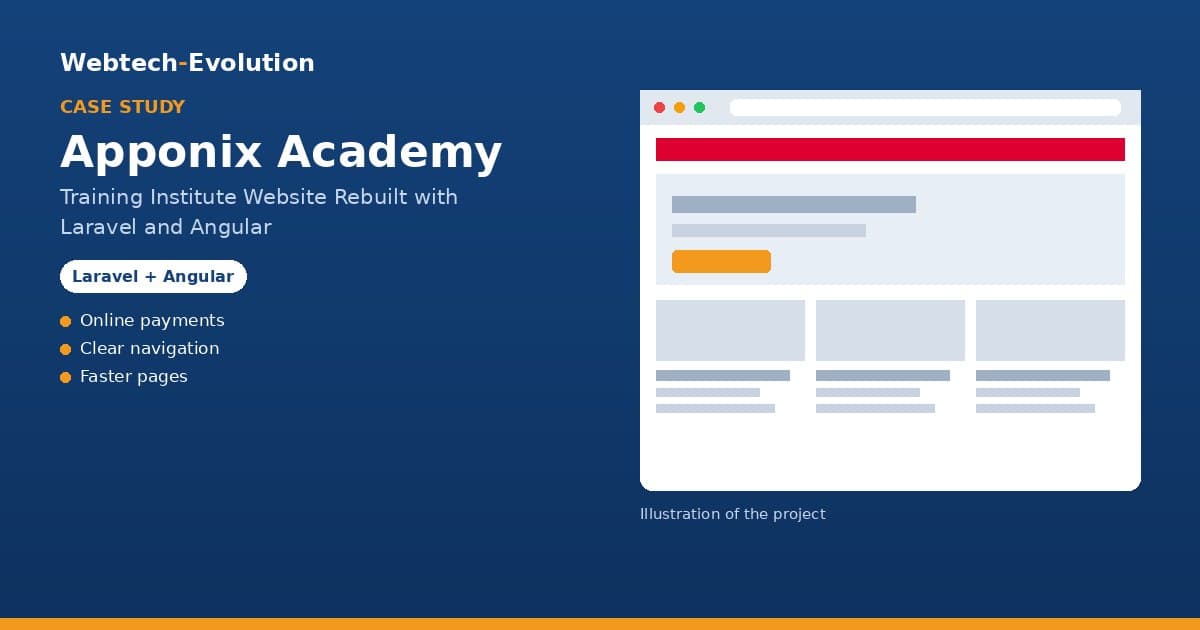Illustration of the Apponix Academy project: Training Institute Website Rebuilt with Laravel and Angular