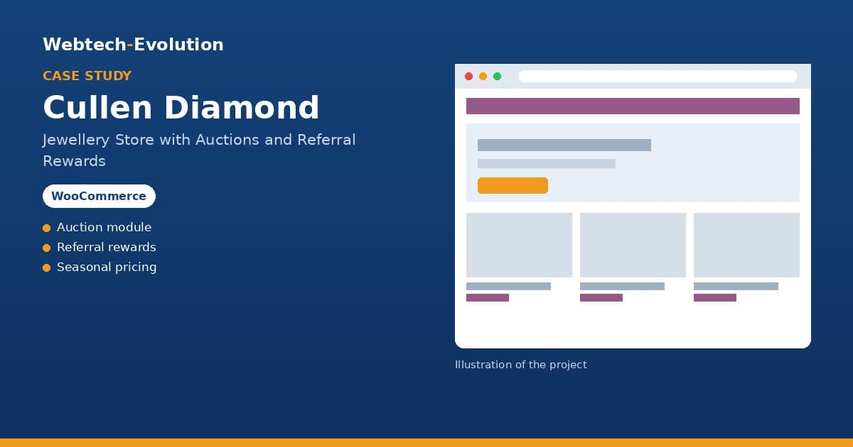 Illustration of the Cullen Diamond project: Jewellery Store with Auctions and Referral Rewards
