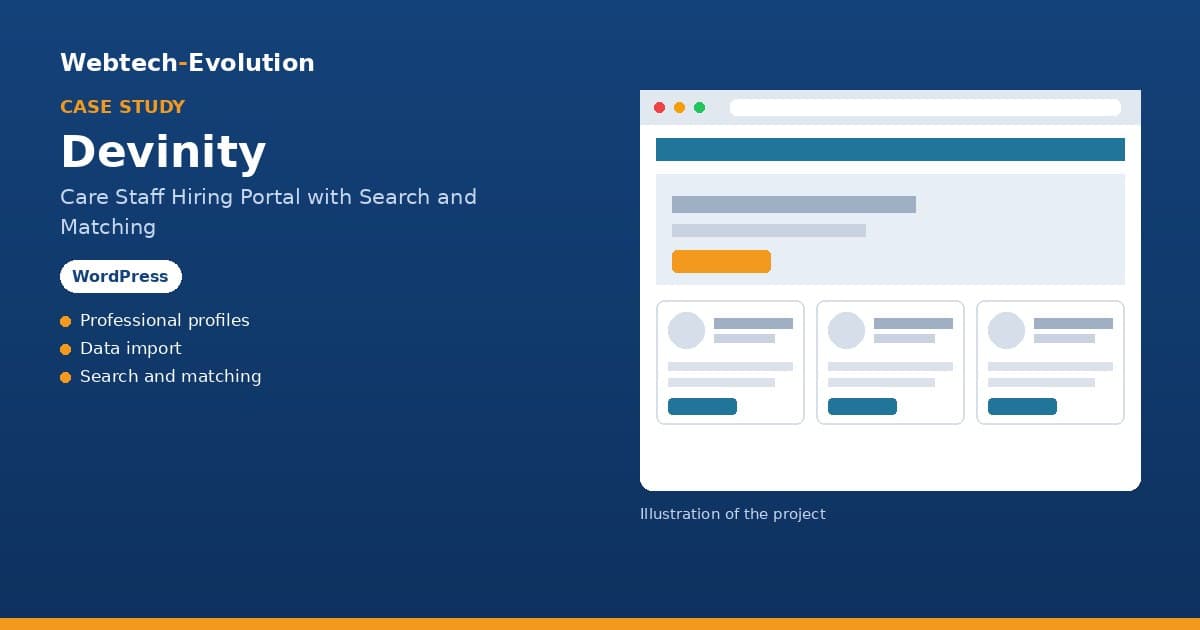 Illustration of the Devinity project: Care Staff Hiring Portal with Search and Matching