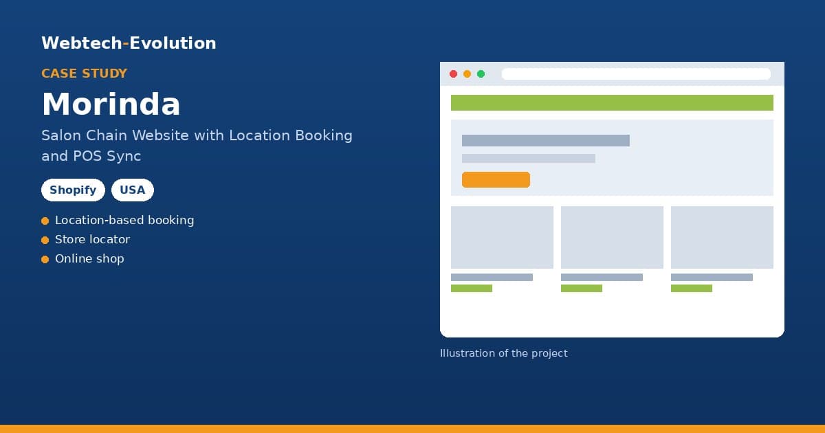 Illustration of the Morinda project: Salon Chain Website with Location Booking and POS Sync