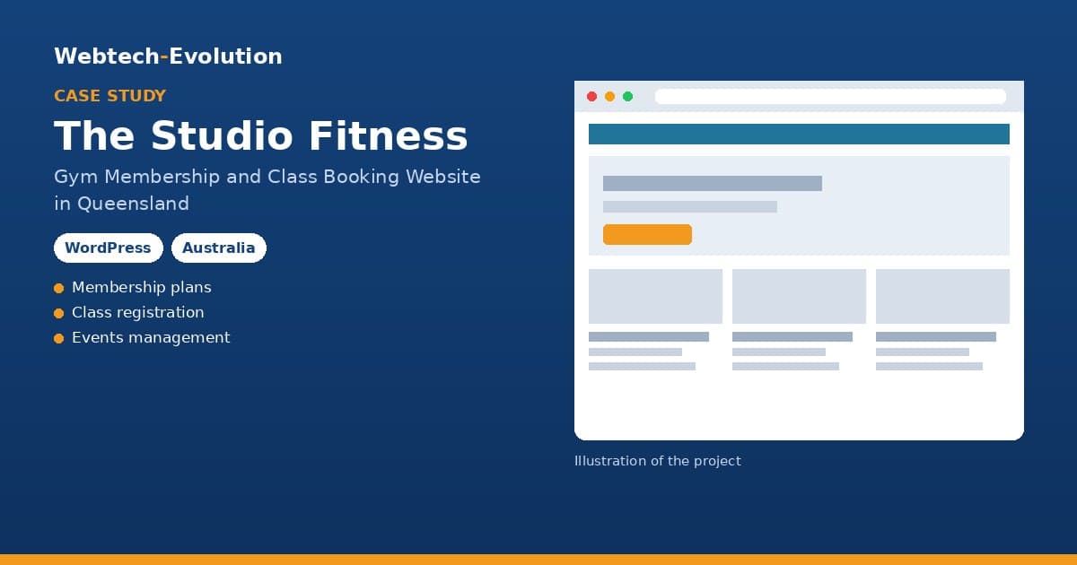 Illustration of the The Studio Fitness project: Gym Membership and Class Booking Website in Queensland