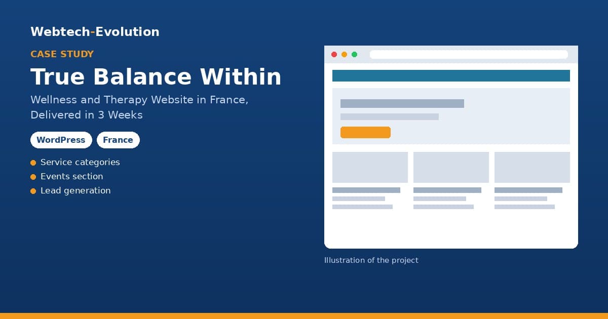 Illustration of the True Balance Within project: Wellness and Therapy Website in France, Delivered in 3 Weeks