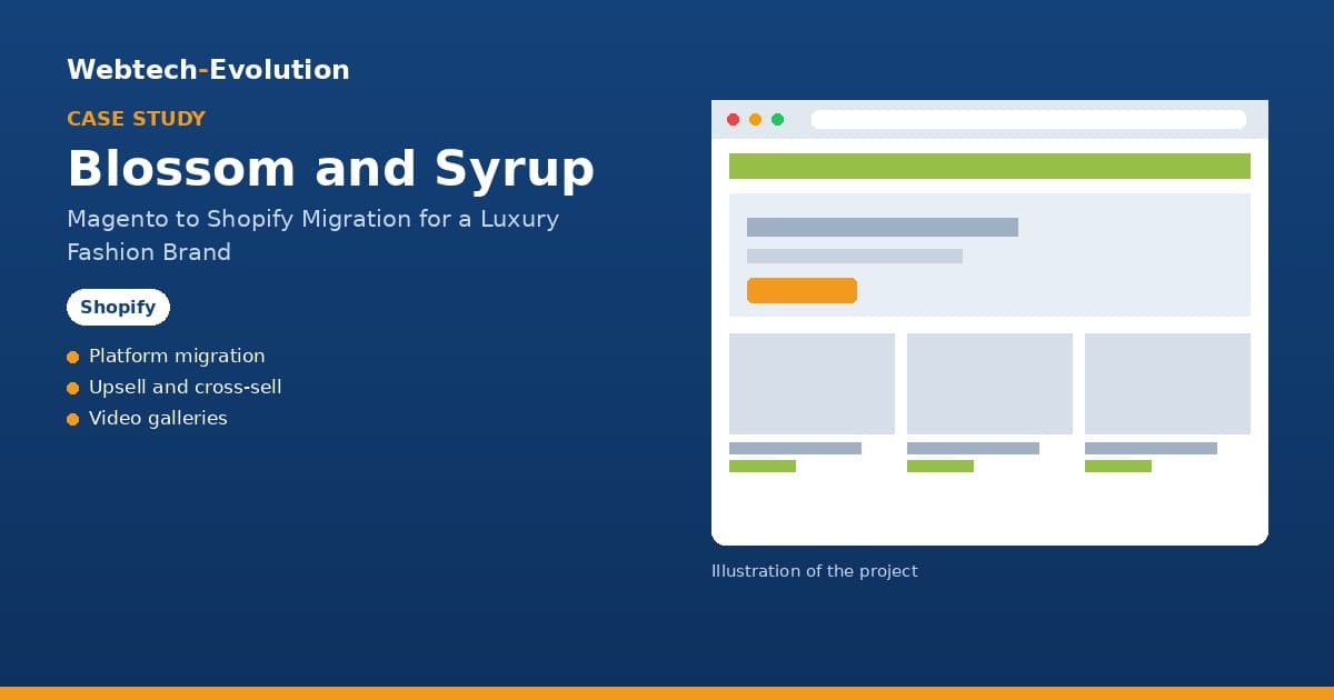 Illustration of the Blossom and Syrup project: Magento to Shopify Migration for a Luxury Fashion Brand