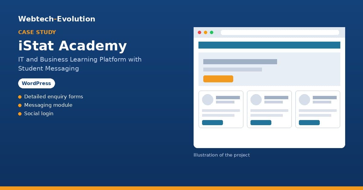 Illustration of the iStat Academy project: IT and Business Learning Platform with Student Messaging